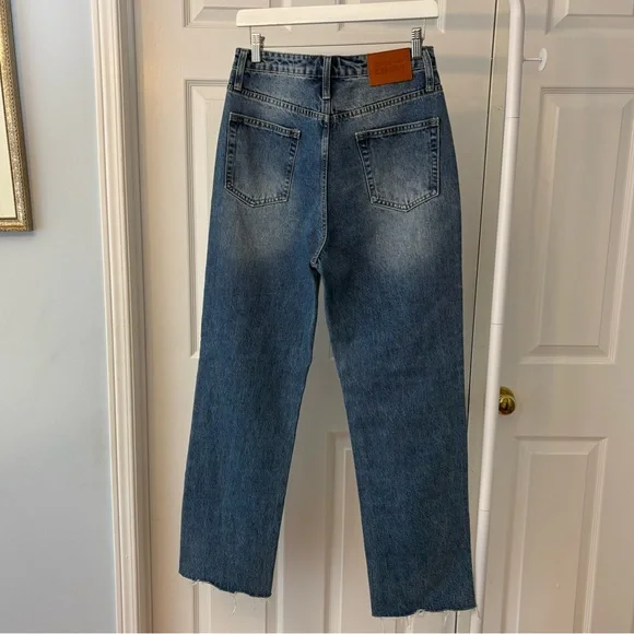 Princess Polly Blue Highrise Straight Leg Jeans Size 6 Cotton - Picture 5 of 11